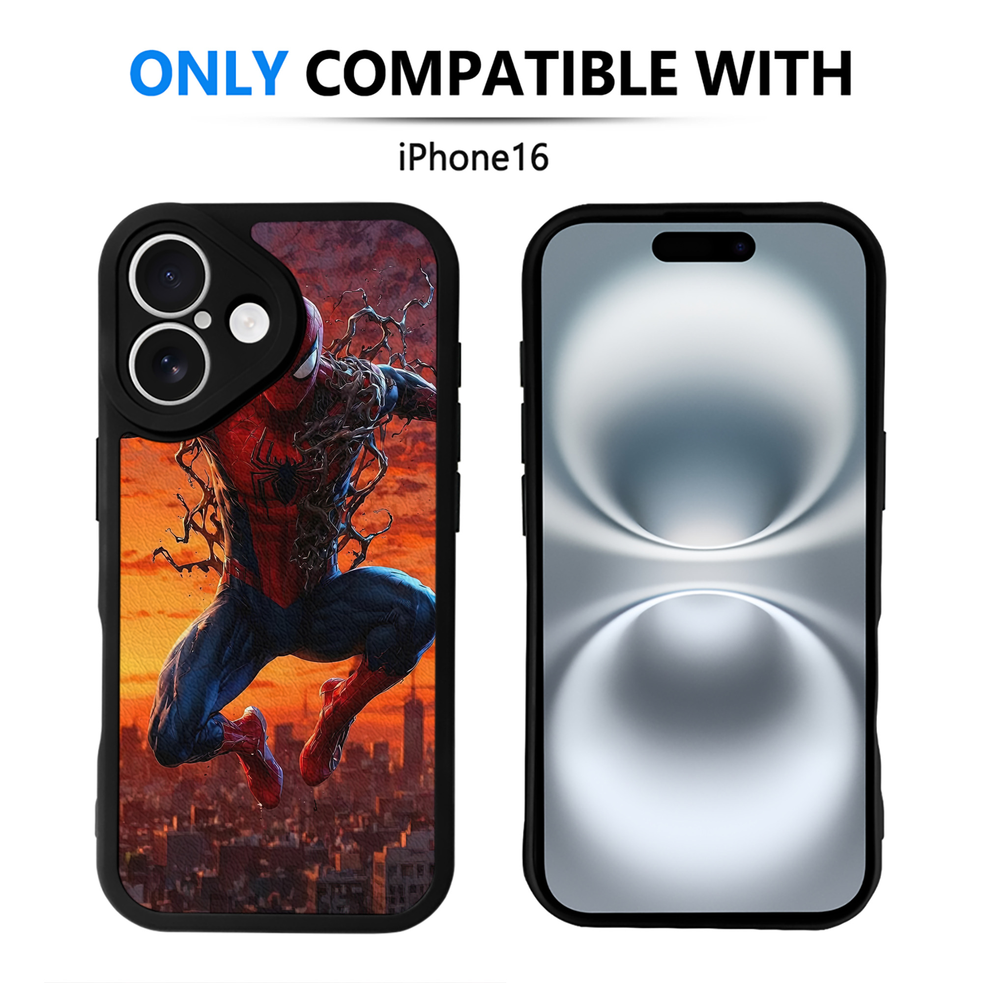 （画像用） Spider Man スパイダーマン 【iPhone 16シリーズ対応】シリコンスマホケース（レザー調） 材質：シリコン